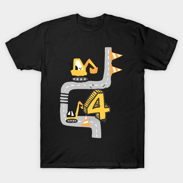 4th birthday four year old excavator birthday gift T-Shirt by alpmedia